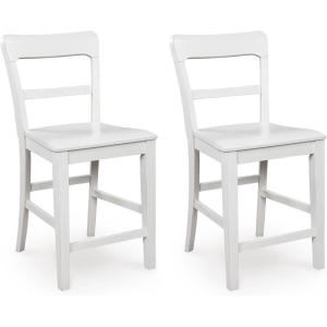 Signature Design by Ashley Chadworth Traditional Counter Height Bar Stool with Adjustable Levelers, Set of 2, White