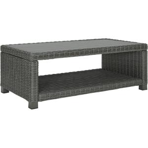 Signature Design by Ashley Elite Park Outdoor Bench with Foam Cushion, Nuvella Weather Resistant Fabric, Rust Free Aluminum Frame, 54″ W x 17″ D x 16.5″ H, Gray(Coffee)