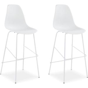Signature Design by Ashley Jazmore Contemporary Velvet Upholstered Counter Height Bar Stool with Footrest and Adjustable Levelers, Set of 2, Dark Brown & Black(White)
