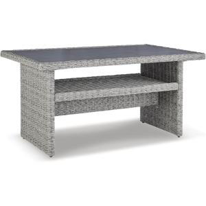 Signature Design by Ashley Naples Beach Casual Outdoor Bench with Cushion, Nuvella Weather Resistant Fabric, Light Gray & Blue(Multi Use Table)