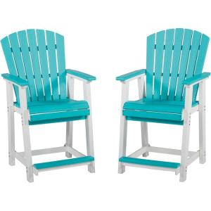 Signature Design by Ashley Outdoor Transville HDPE Patio Barstool, 2 Count, Gray(Blue)