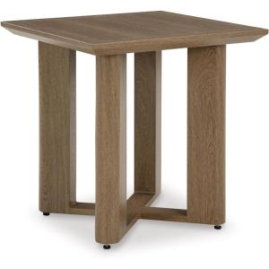 Signature Design by Ashley Serene Bay Casual Outdoor Dining Table with Sled Base, Dark Brown(Outdoor End Table)