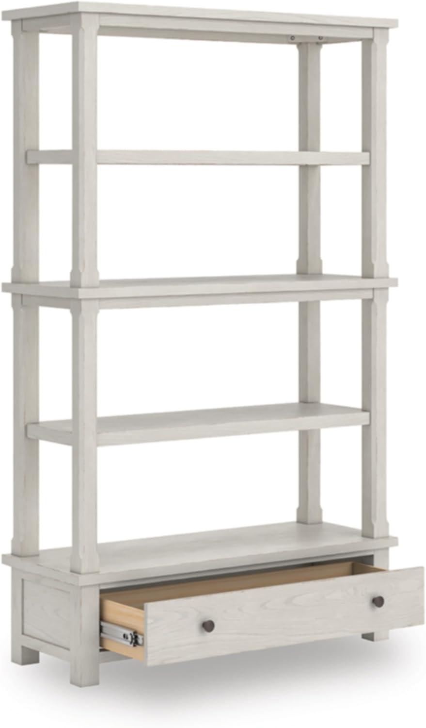 imageSignature Design by Ashley Robbinsdale Casual Bookcase with 4 Fixed Shelves Single Drawer Metal Knobs Wood 45 W x 17 D x 7463 H Antique WhiteAntique White