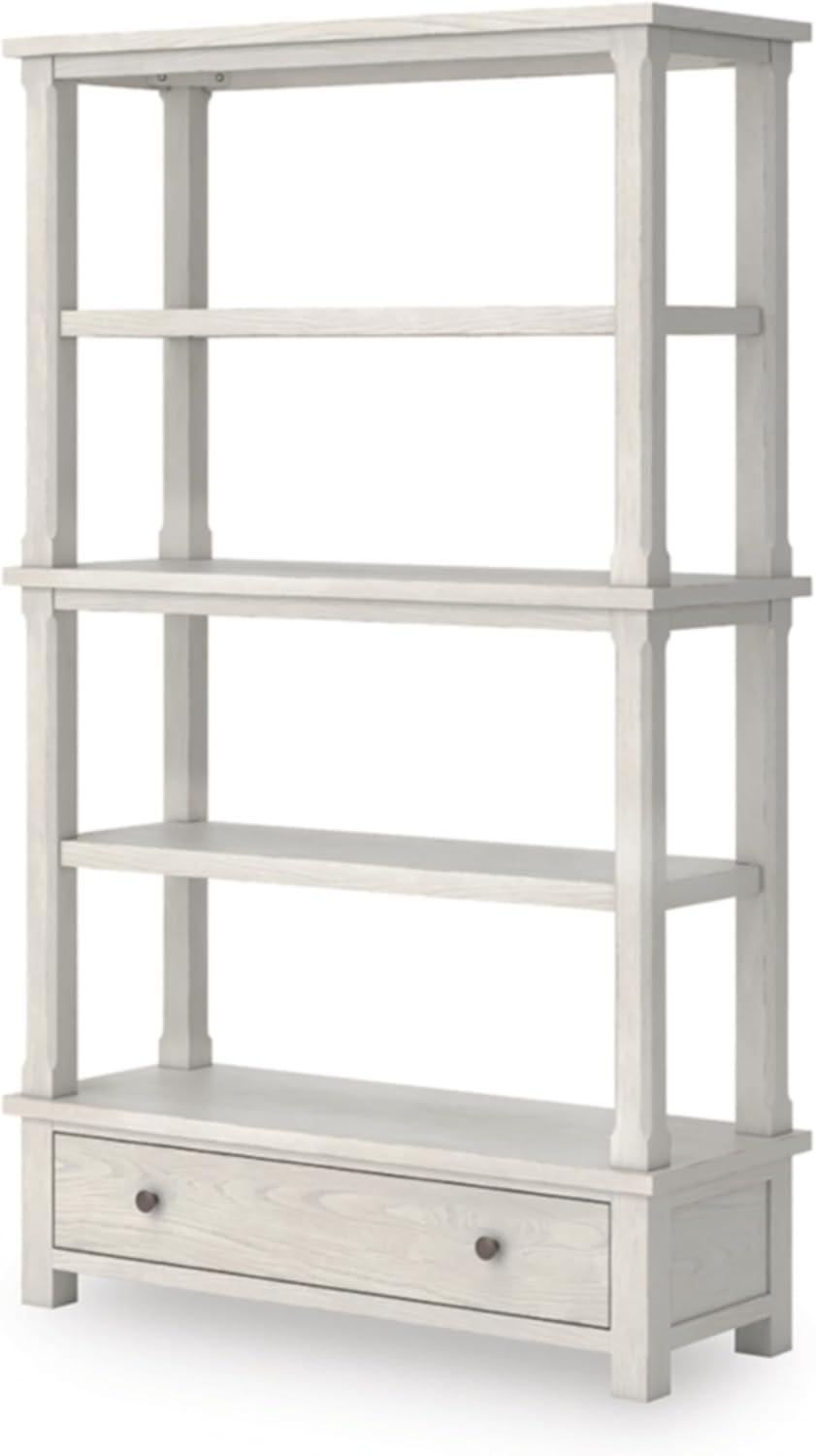 imageSignature Design by Ashley Robbinsdale Casual Bookcase with 4 Fixed Shelves Single Drawer Metal Knobs Wood 45 W x 17 D x 7463 H Antique WhiteAntique White