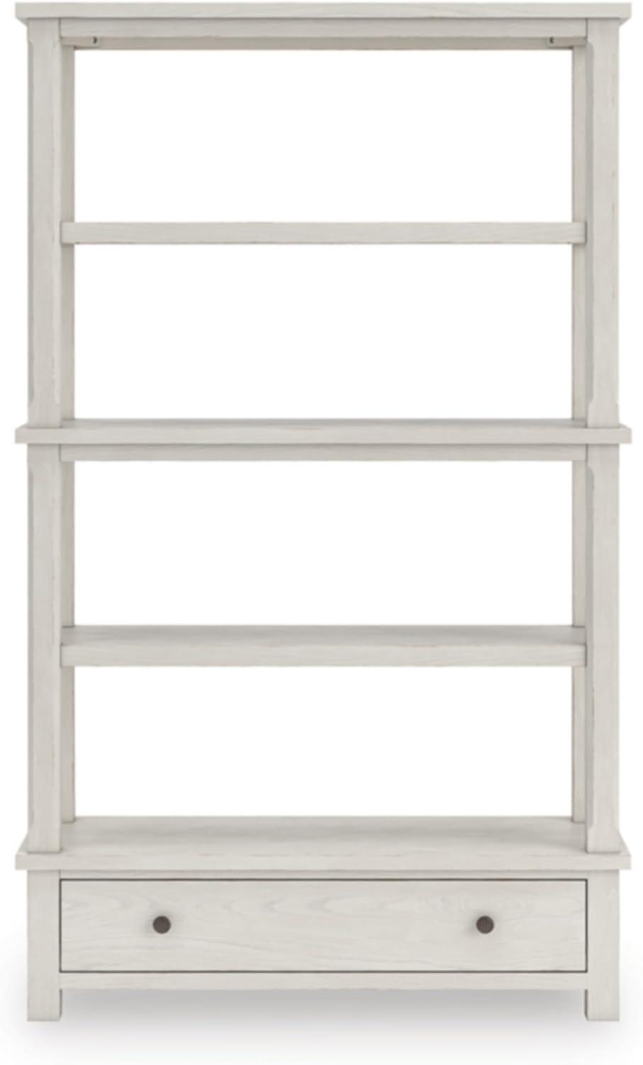 imageSignature Design by Ashley Robbinsdale Casual Bookcase with 4 Fixed Shelves Single Drawer Metal Knobs Wood 45 W x 17 D x 7463 H Antique WhiteAntique White