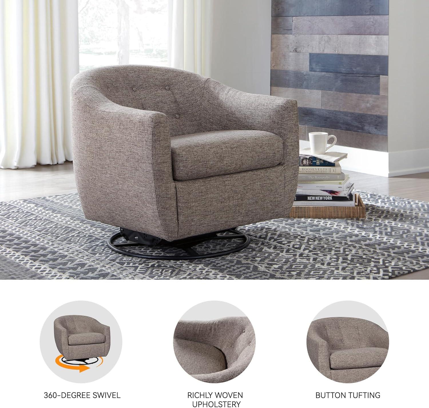 imageSignature Design by Ashley Upshur Swivel Glider Accent Chair Taupe