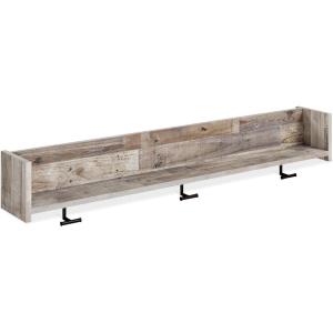 Signature Design by Ashley Socalle Wall Mounted Coat Rack with Shelf, Natural Beige(Whitewash)