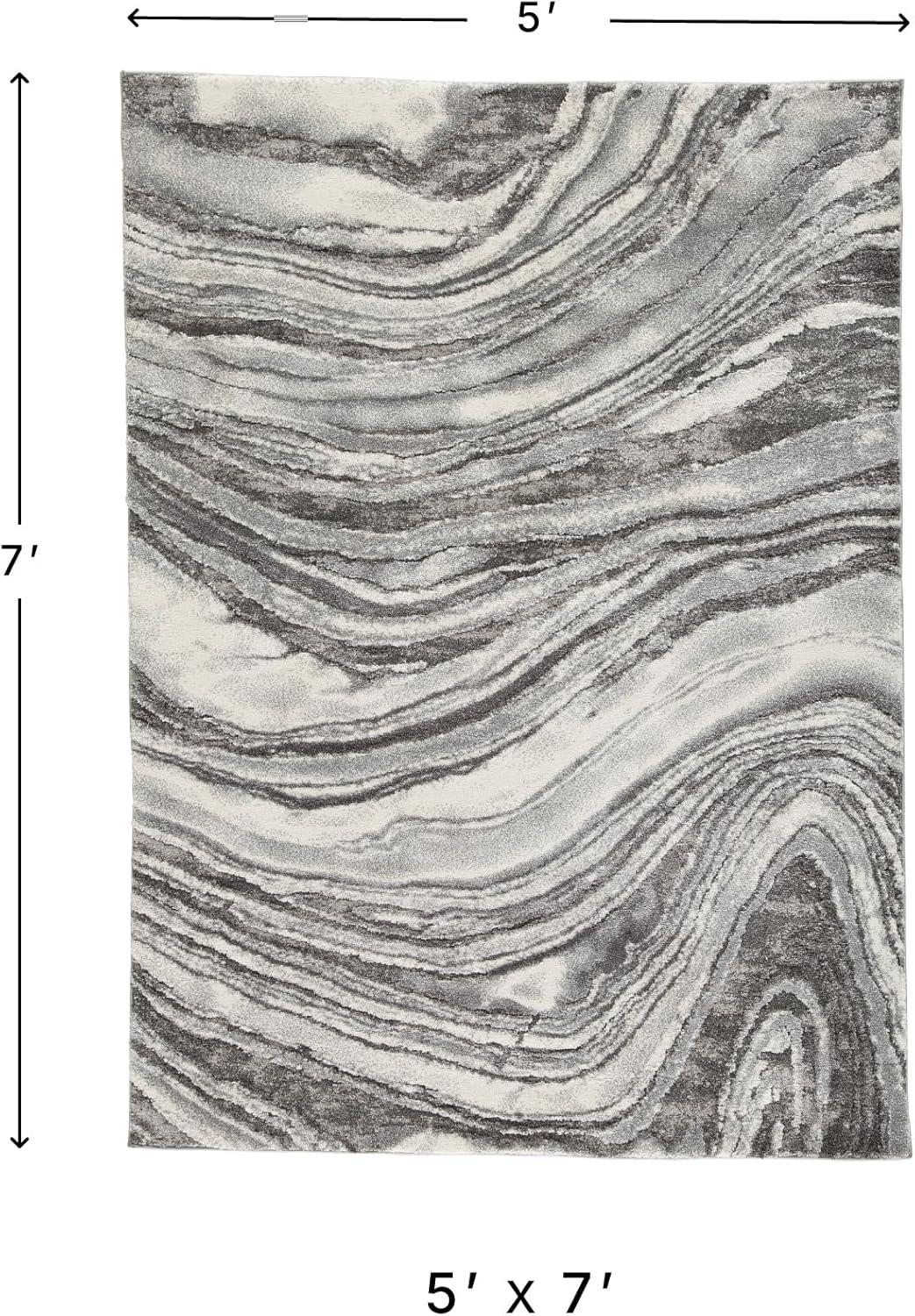 imageSignature Design by Ashley Wysdale Contemporary 5 x 7 High Pile Quartz Inspired Rug Cream amp Gray53 x 73 Rectangular