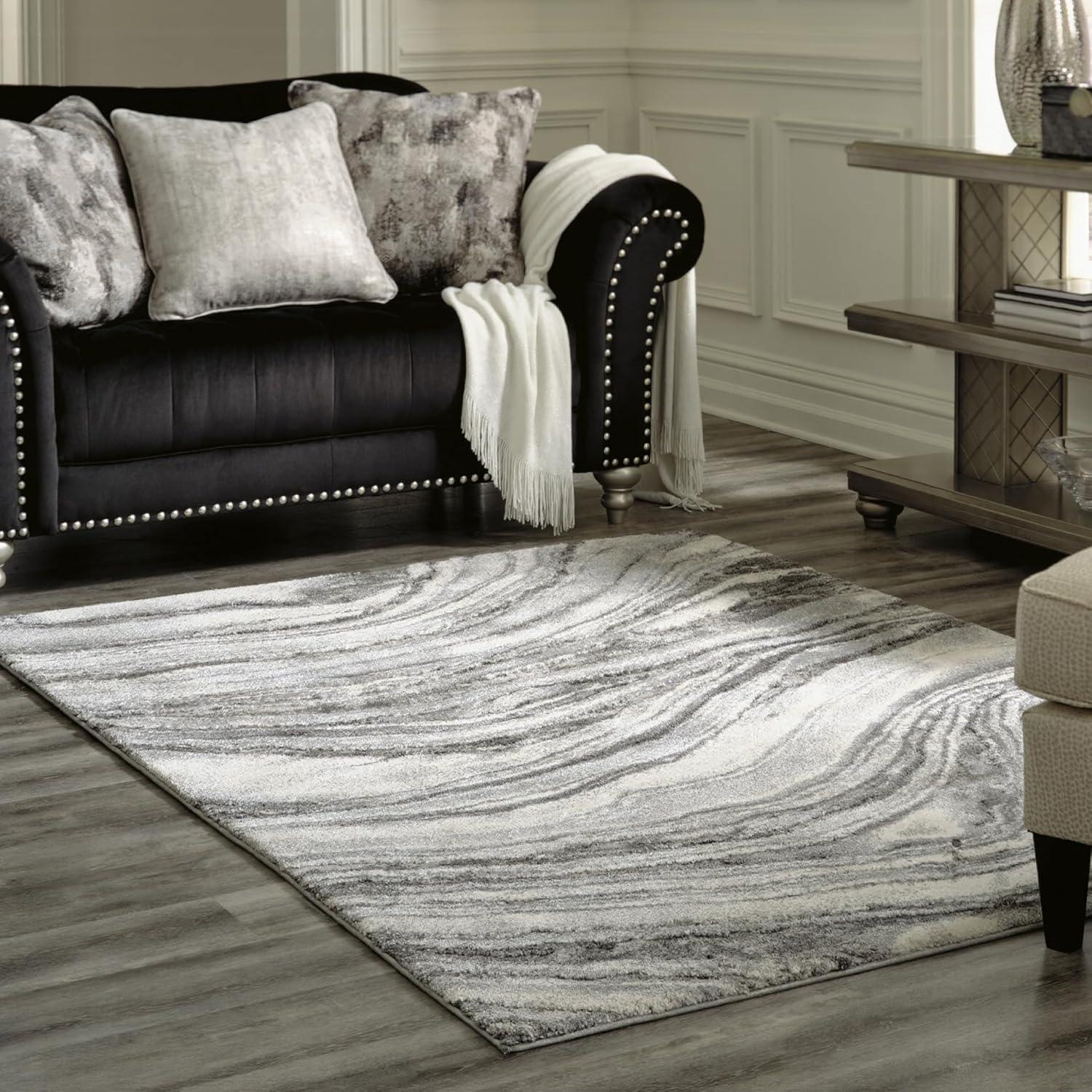imageSignature Design by Ashley Wysdale Contemporary 5 x 7 High Pile Quartz Inspired Rug Cream amp Gray53 x 73 Rectangular