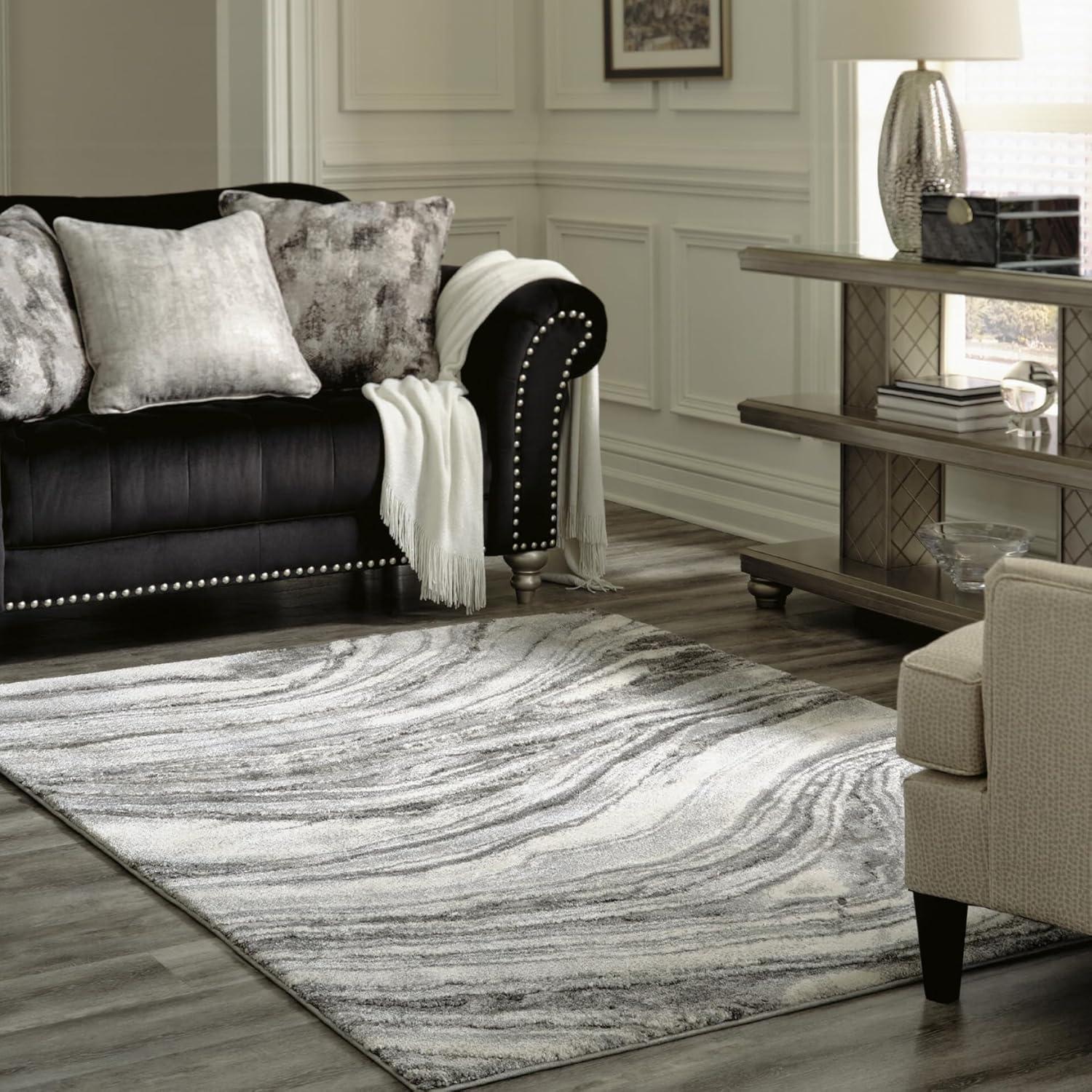 imageSignature Design by Ashley Wysdale Contemporary 5 x 7 High Pile Quartz Inspired Rug Cream amp Gray710 x 103 Rectangular