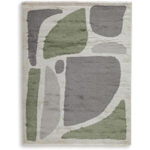 Signature Design by Ashley Anburgh Modern Indoor Geometric Fluffy 8 x 10 Large Rug, Gray & Green