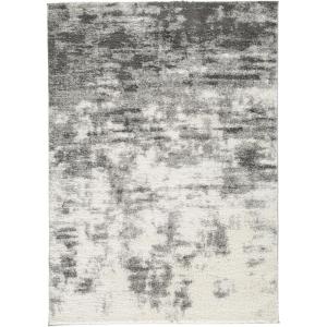 Signature Design by Ashley Gerdie 5 x 7 High Pile Abstract Design Rug, Cream & Gray(5’3″ x 7’3″ (Rectangular))