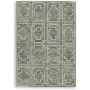 Signature Design by Ashley Jossland Casual Indoor Geometric Handmade 5 x 7 Rug, Green & Beige(5’1″ x 7′ (Rectangular))