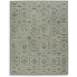 Signature Design by Ashley Jossland Casual Indoor Geometric Handmade 5 x 7 Rug, Green & Beige(7’9″ x 10’1″ (Rectangular))