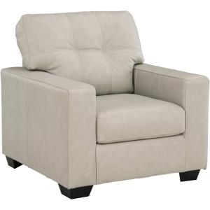 Signature Design by Ashley Santorine Contemporary Upholstered Leather Match Chair with Arm Rest and Cushion, Beige