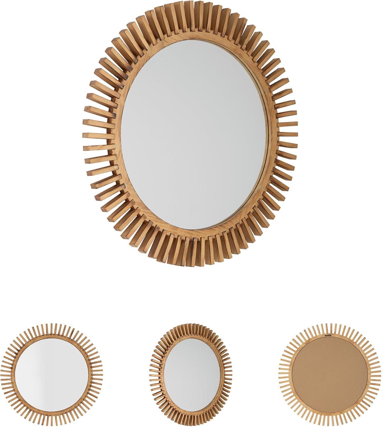 imageSignature Design by Ashley Tedwell Modern Accent Mirror with Wood Frame Light Brown