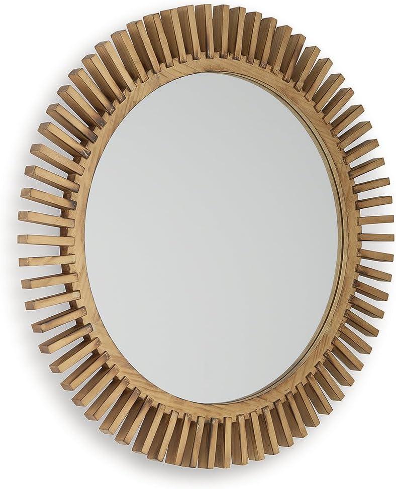 imageSignature Design by Ashley Tedwell Modern Accent Mirror with Wood Frame Light Brown