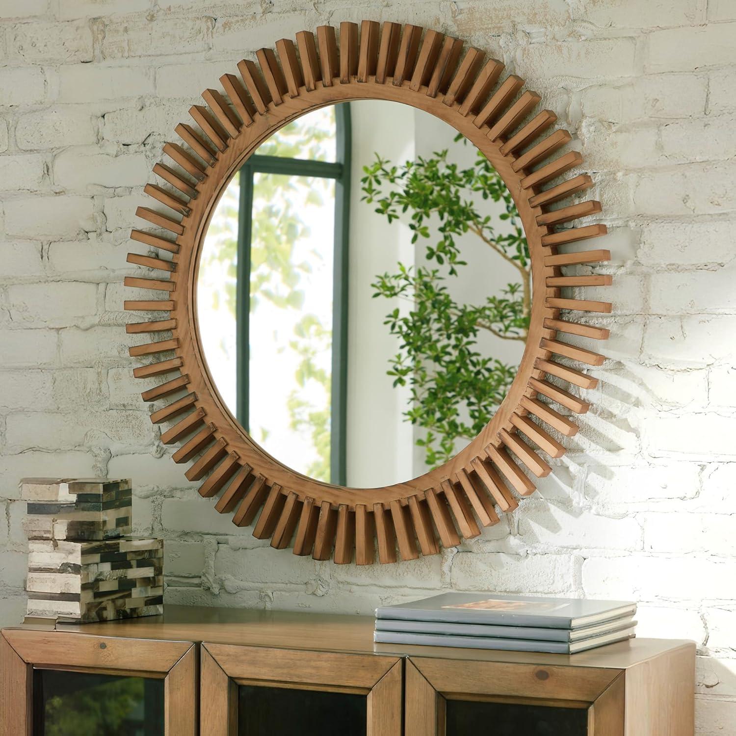 imageSignature Design by Ashley Tedwell Modern Accent Mirror with Wood Frame Light Brown