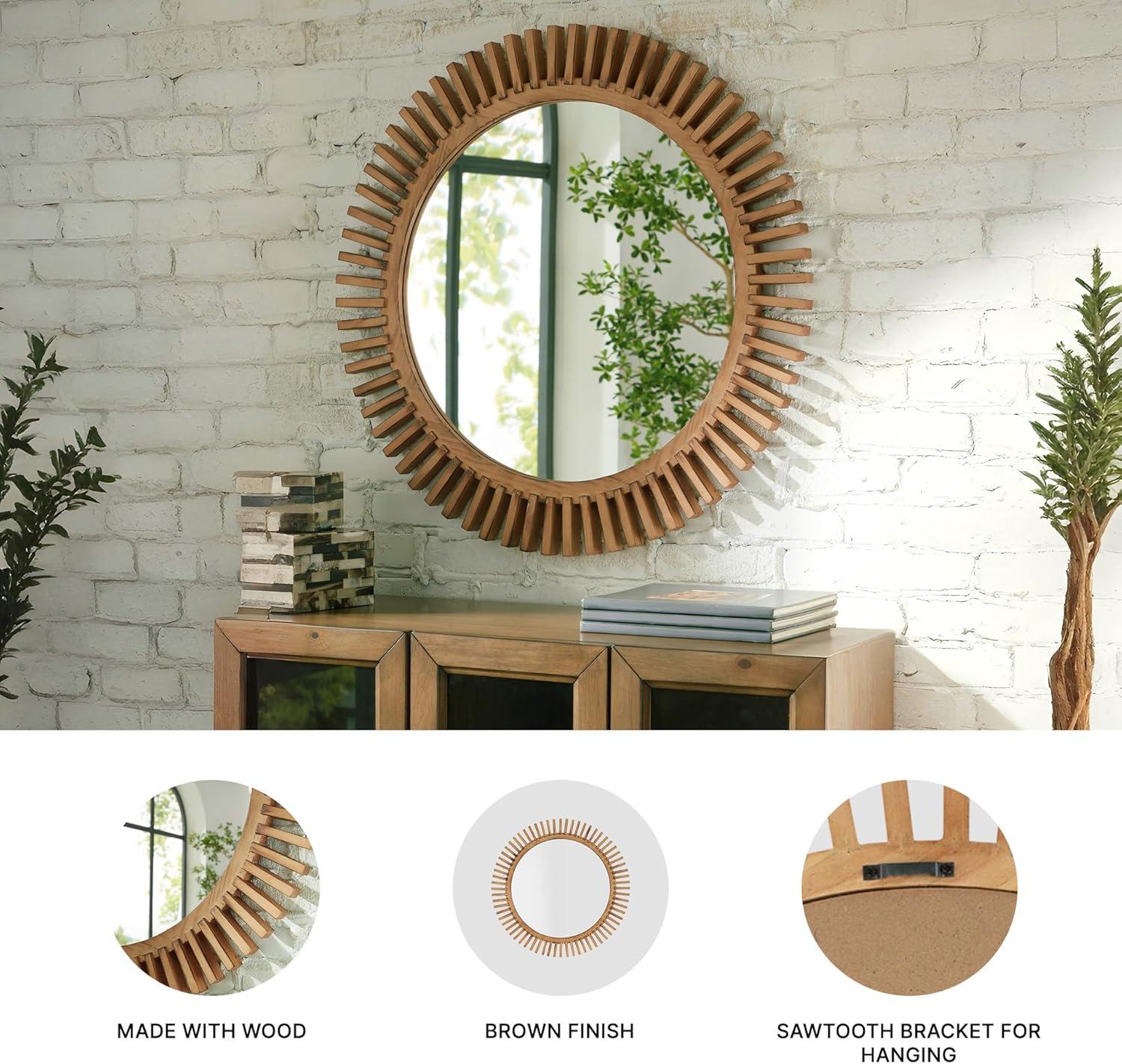 imageSignature Design by Ashley Tedwell Modern Accent Mirror with Wood Frame Light Brown