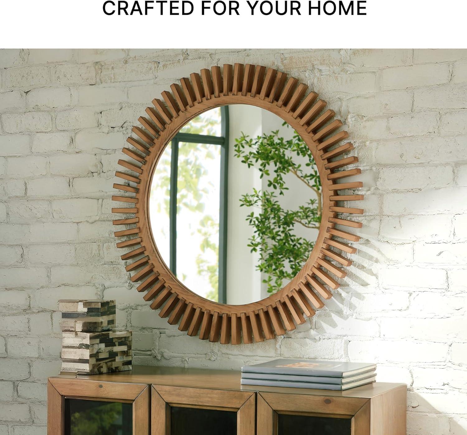 imageSignature Design by Ashley Tedwell Modern Accent Mirror with Wood Frame Light Brown