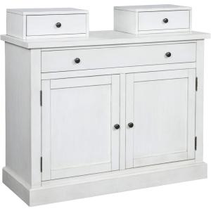 Signature Design by Ashley Chadworth Traditional Bakers Rack Base with Adjustable Shelves and Felt-Lined Drawers, White & Gray