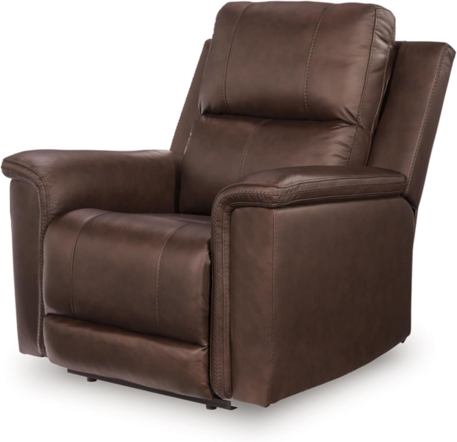 imageSignature Design by Ashley Beryton Power Recliner with Adjustable Headrest USBA amp USBC Charging OneTouch Reclining Leather 38 W x 41 D x 43 H BrownPower Recliner