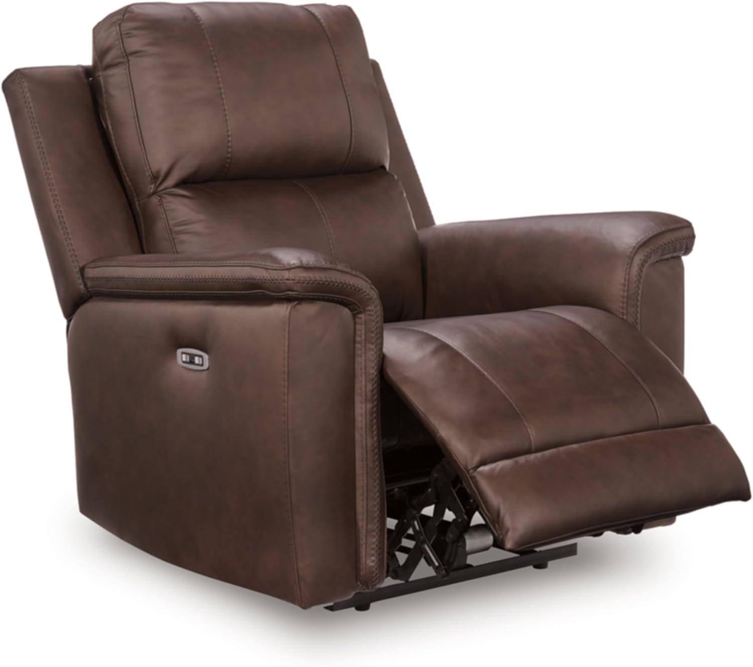 imageSignature Design by Ashley Beryton Power Recliner with Adjustable Headrest USBA amp USBC Charging OneTouch Reclining Leather 38 W x 41 D x 43 H BrownPower Recliner