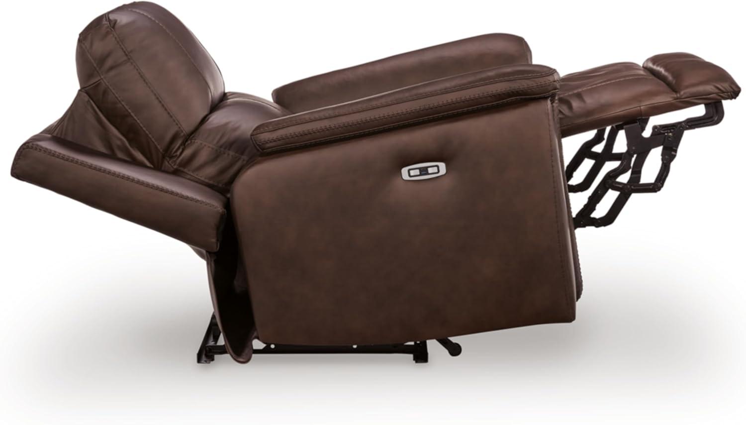 imageSignature Design by Ashley Beryton Power Recliner with Adjustable Headrest USBA amp USBC Charging OneTouch Reclining Leather 38 W x 41 D x 43 H BrownPower Recliner