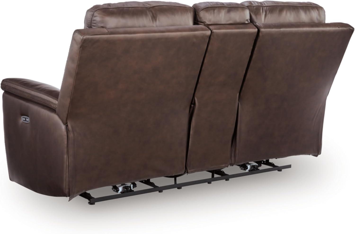 imageSignature Design by Ashley Beryton Power Recliner with Adjustable Headrest USBA amp USBC Charging OneTouch Reclining Leather 38 W x 41 D x 43 H BrownPower Reclining Loveseat with Console