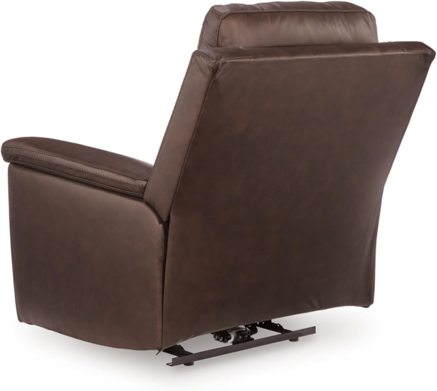 imageSignature Design by Ashley Beryton Power Recliner with Adjustable Headrest USBA amp USBC Charging OneTouch Reclining Leather 38 W x 41 D x 43 H BrownPower Recliner