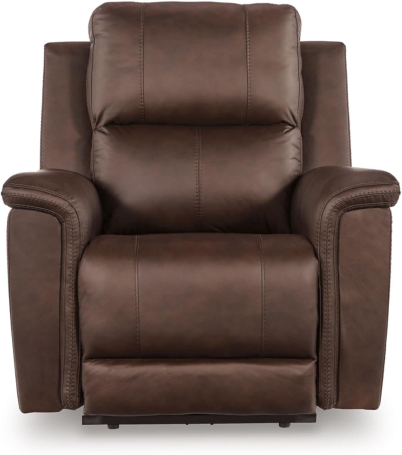 imageSignature Design by Ashley Beryton Power Recliner with Adjustable Headrest USBA amp USBC Charging OneTouch Reclining Leather 38 W x 41 D x 43 H BrownPower Recliner