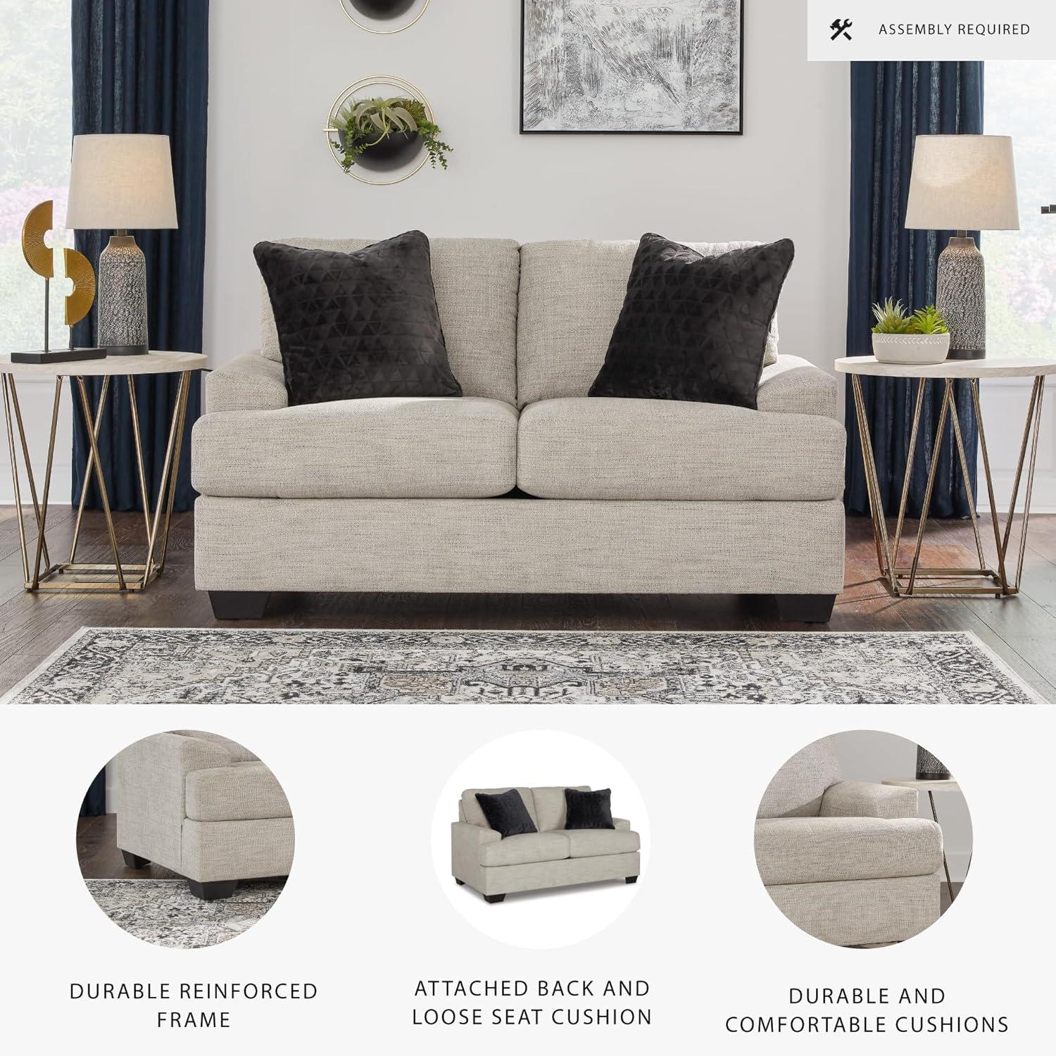 imageSignature Design by Ashley Bolsena Contemporary Leather Match Loveseat Dark BrownTan