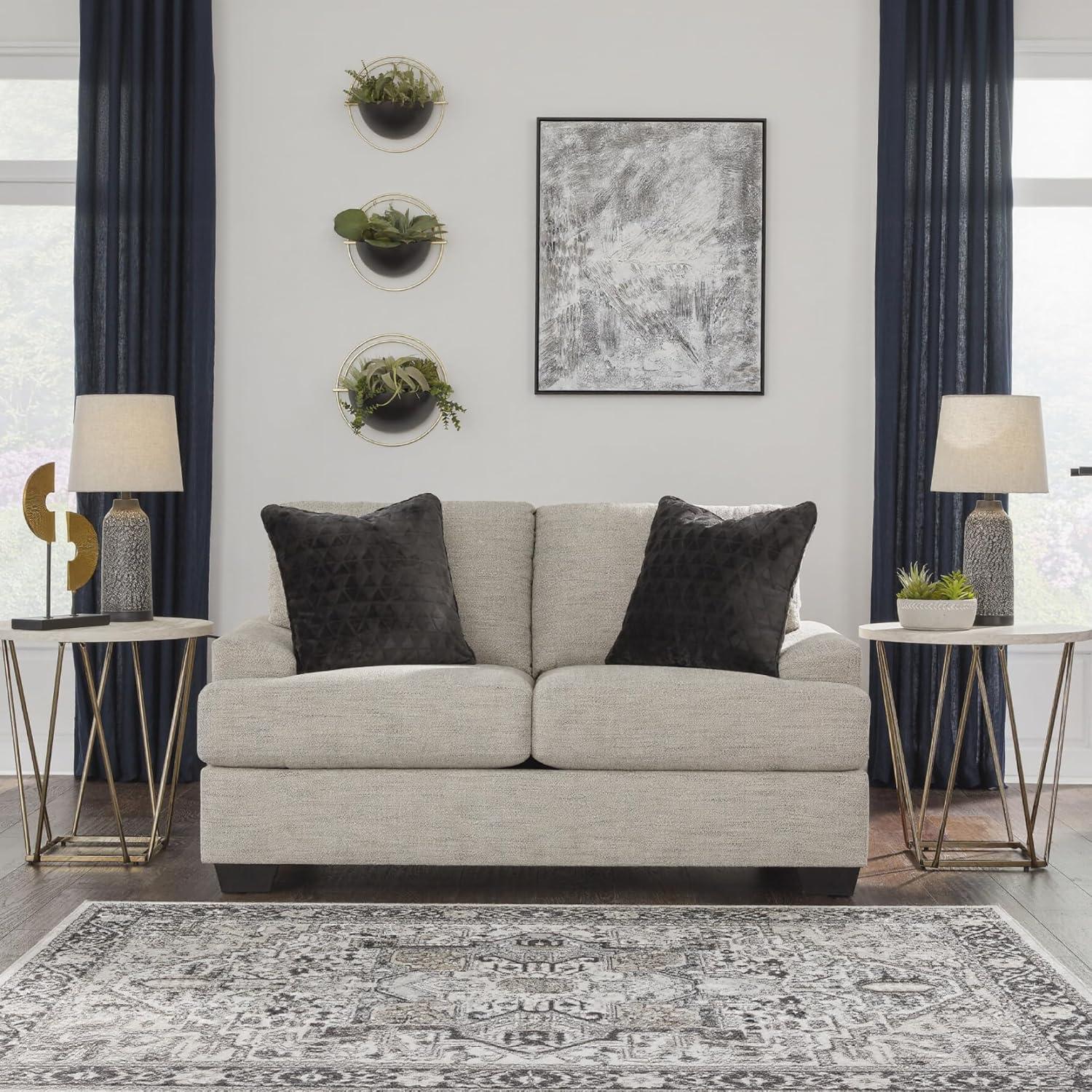 imageSignature Design by Ashley Bolsena Contemporary Leather Match Loveseat Dark BrownTan