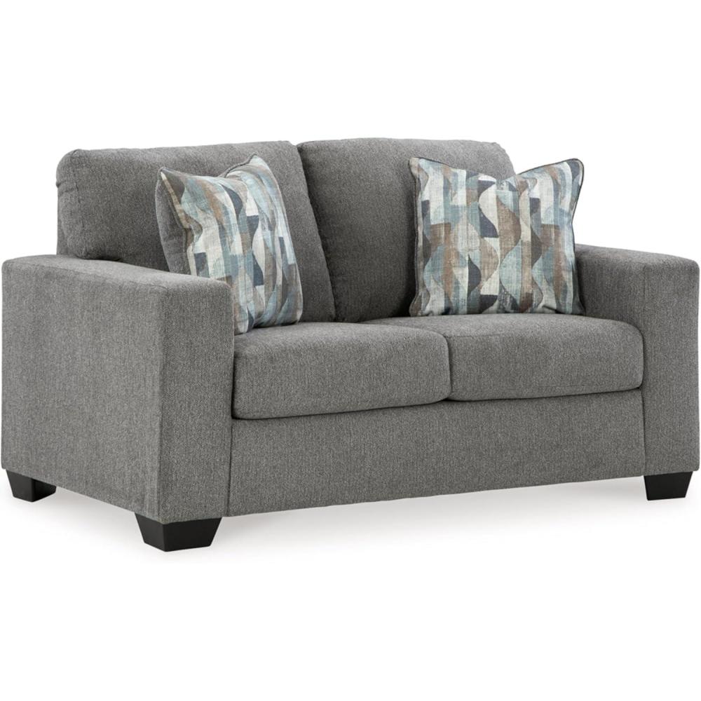 imageSignature Design by Ashley Bolsena Contemporary Leather Match Loveseat Dark BrownDark Gray