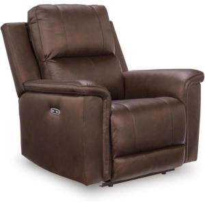 Signature Design by Ashley Beryton Power Recliner with Adjustable Headrest, USB-A & USB-C Charging, One-Touch Reclining, Leather, 38″ W x 41″ D x 43″ H, Brown(Power Recliner)