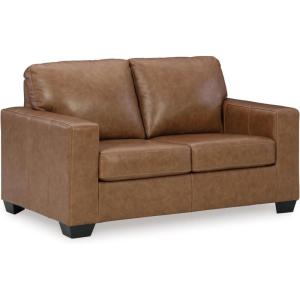 Signature Design by Ashley Bolsena Contemporary Leather Match Loveseat, Dark Brown(Dark Brown)