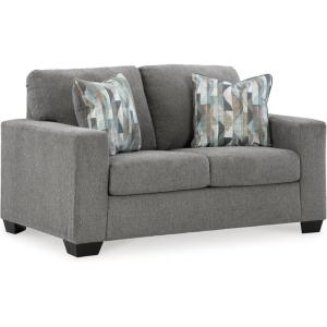Signature Design by Ashley Bolsena Contemporary Leather Match Loveseat, Dark Brown(Dark Gray)