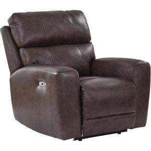 Signature Design by Ashley Side Step Contemporary Leather Match Power Recliner with Adjustable Headrest and USB Ports, Dark Brown
