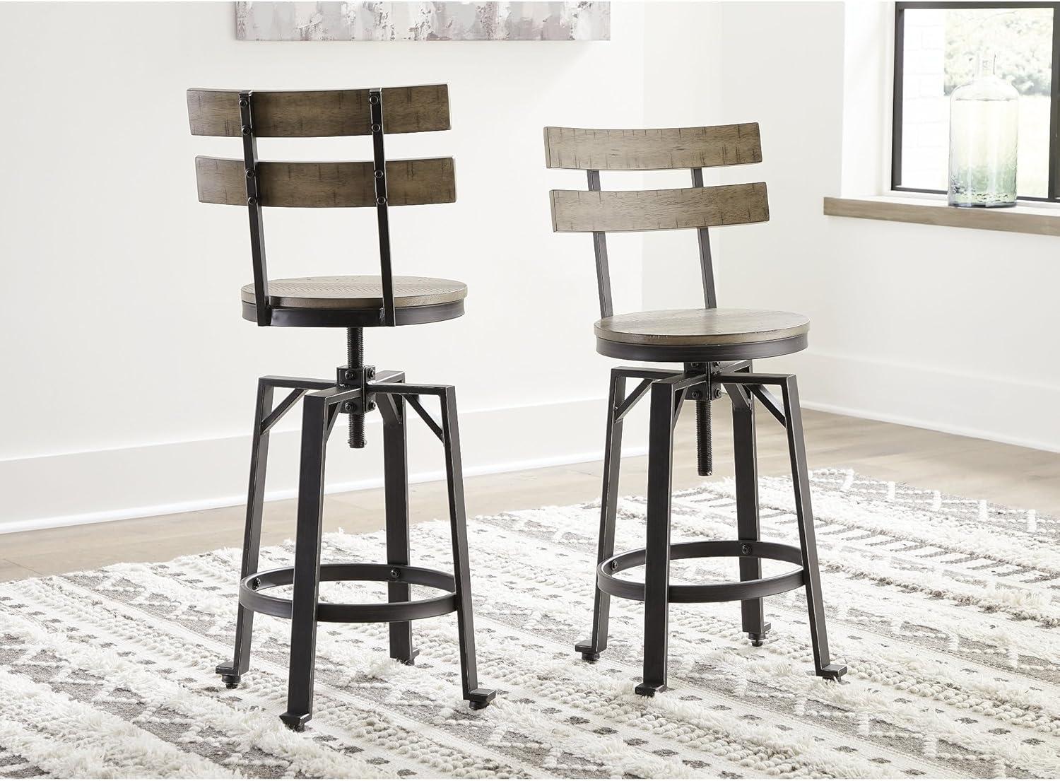 imageSignature Design by Ashley Lesterton Urban Industrial Counter Height Barstool 2 Count Light Brown amp Black