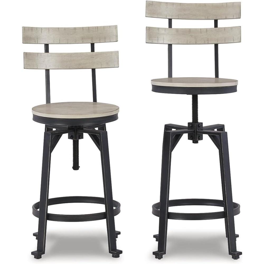 imageSignature Design by Ashley Karisslyn Counter Height Modern Swivel Barstool 2 Count Beige