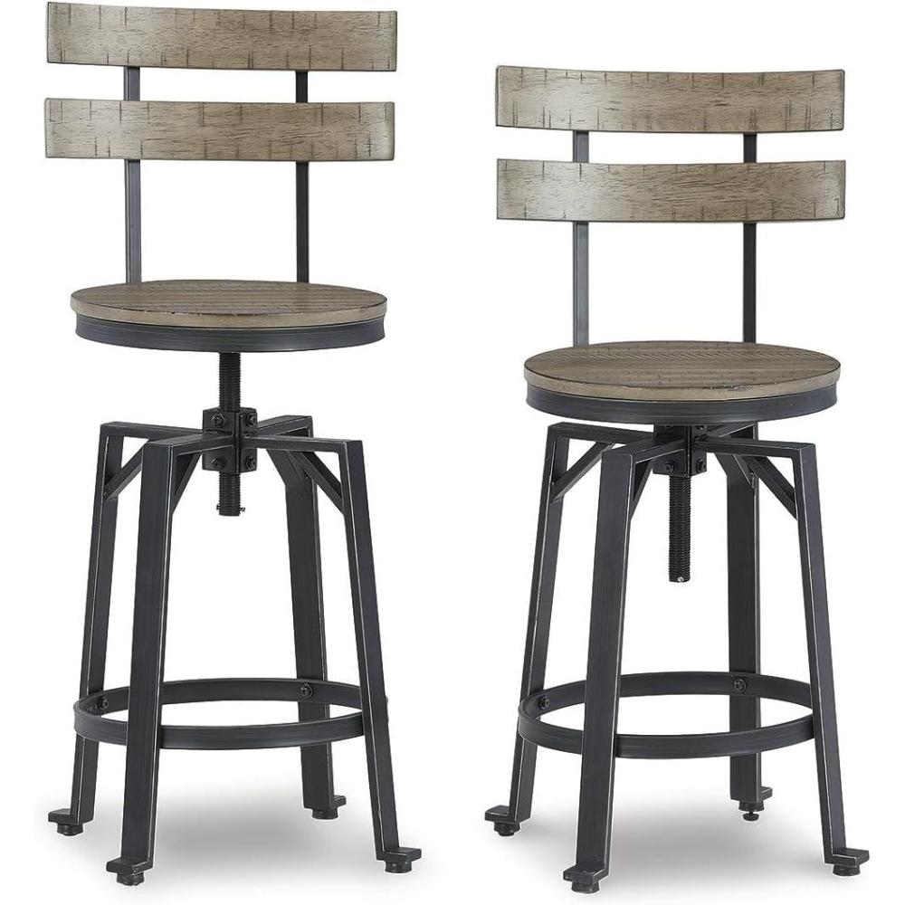 imageSignature Design by Ashley Lesterton Urban Industrial Counter Height Barstool 2 Count Light Brown amp Black