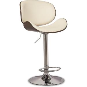 Signature Design by Ashley Bellatier Mid-Century Modern 34″ Adjustable Height Curved Bar Stool, Brown & White(Brown & Ivory)