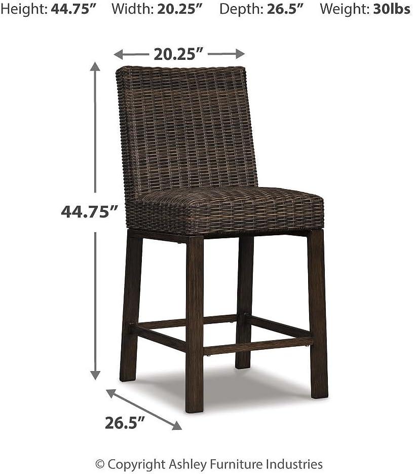 imageSignature Design by Ashley Paradise Trail Outdoor Loveseat with All Weather Cushions Nuvella Weather Resistant Fabric Medium BrownBrown