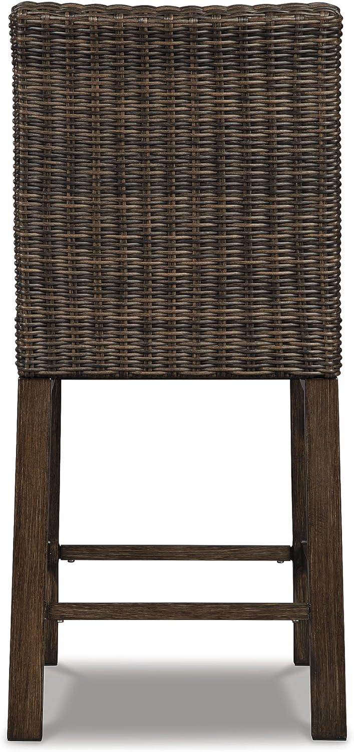 imageSignature Design by Ashley Paradise Trail Outdoor Loveseat with All Weather Cushions Nuvella Weather Resistant Fabric Medium BrownBrown
