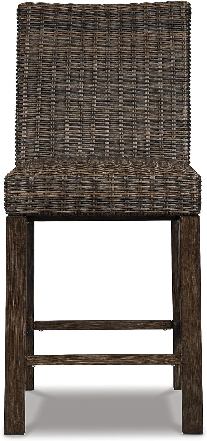imageSignature Design by Ashley Paradise Trail Outdoor Loveseat with All Weather Cushions Nuvella Weather Resistant Fabric Medium BrownBrown