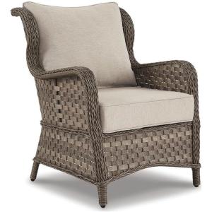 Signature Design by Ashley Clear Ridge Outdoor Handwoven Wicker Cushioned Lounge Chair 2 Count, Light Brown(Light Brown)