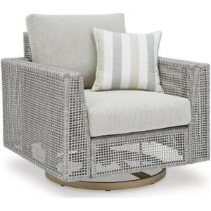 Signature Design by Ashley Seton Creek Gray Outdoor Swivel Lounge with Cushion