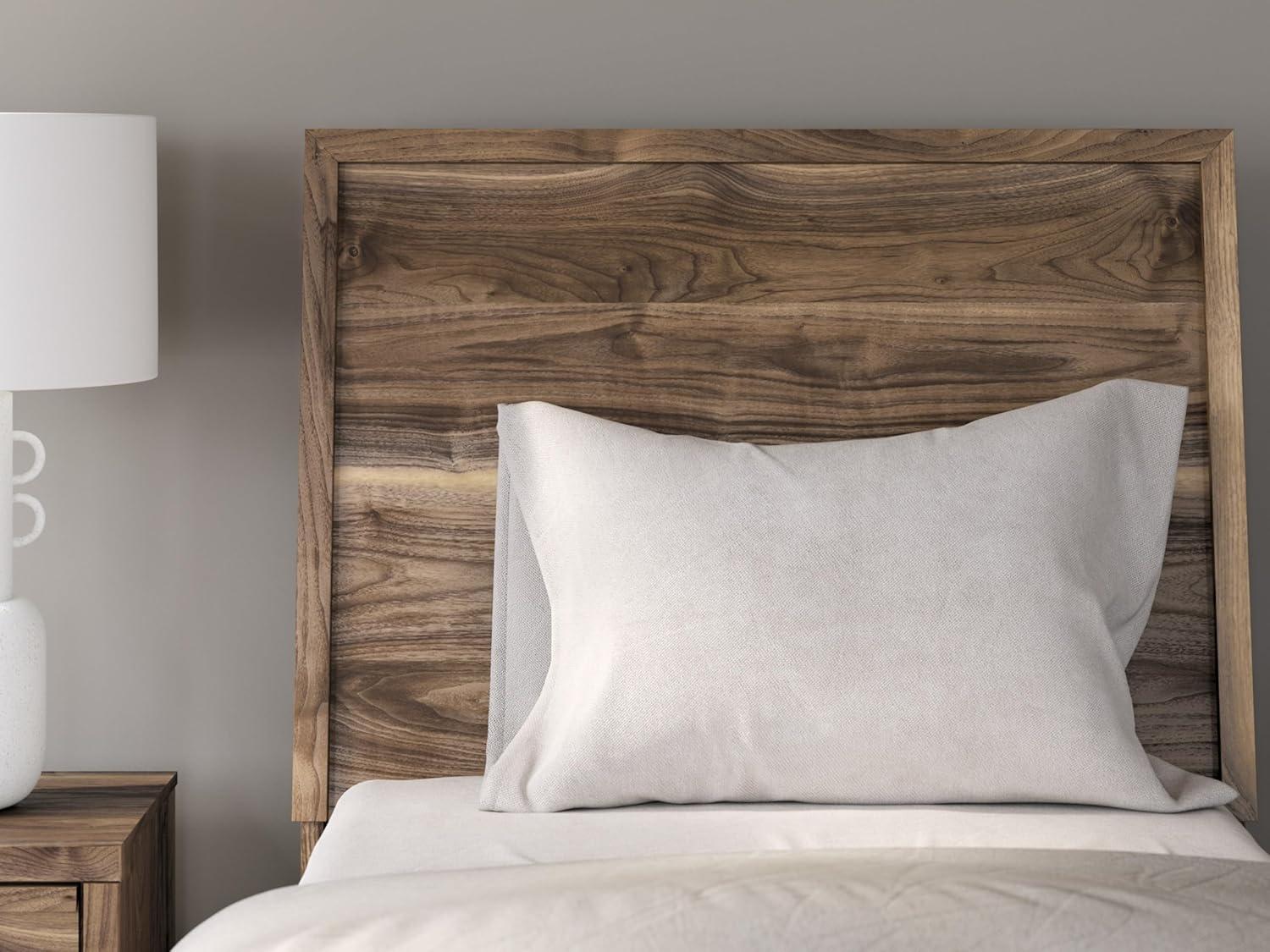 imageSignature Design by Ashley Darcalli MidCentury Modern Twin Panel Headboard Sleek Style Frame Wood 411 W x 673 D x 526 H Brown FinishTwin