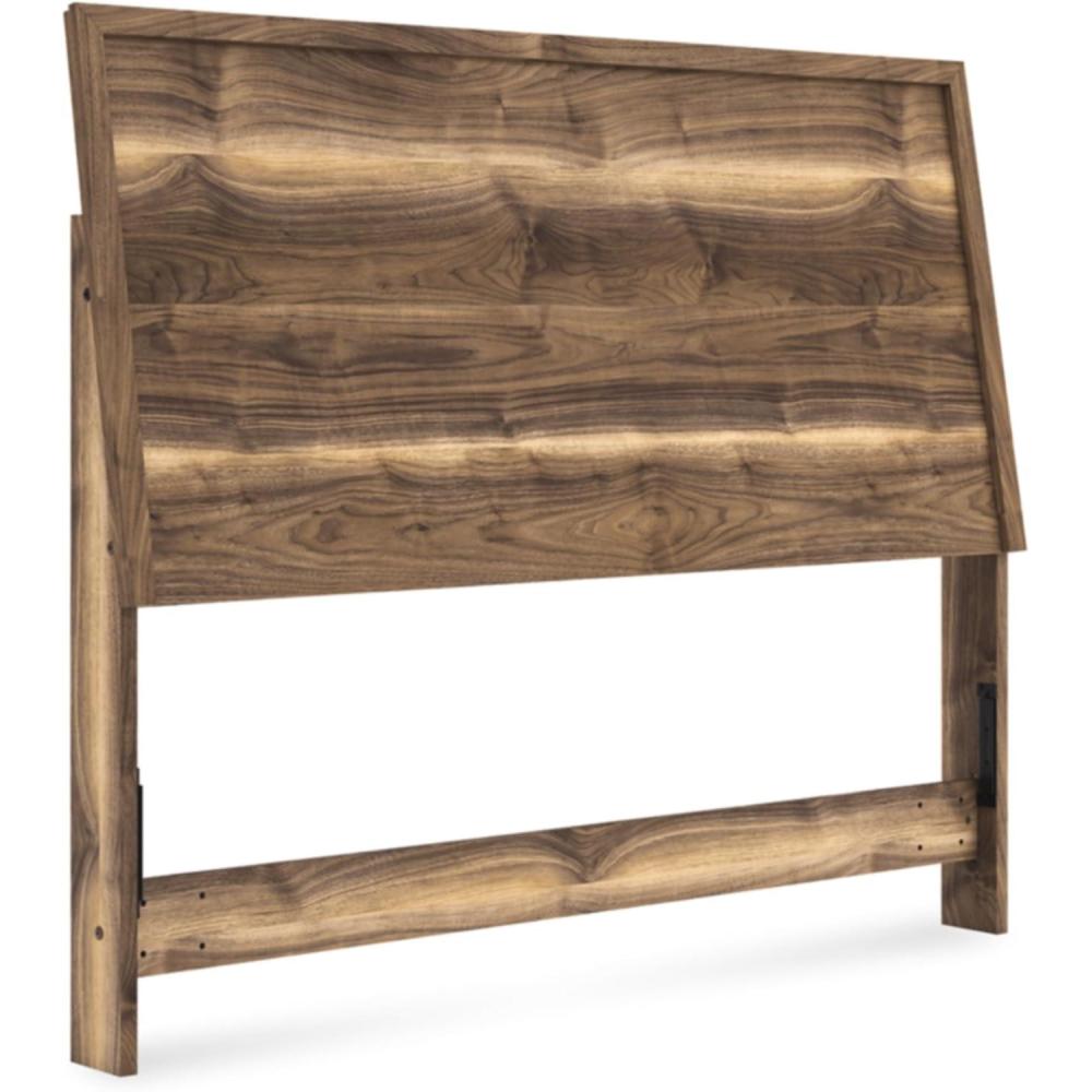 imageSignature Design by Ashley Darcalli MidCentury Modern Twin Panel Headboard Sleek Style Frame Wood 411 W x 673 D x 526 H Brown FinishQueen