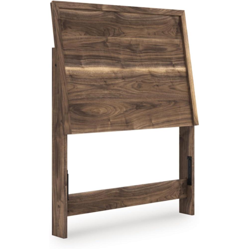 imageSignature Design by Ashley Darcalli MidCentury Modern Twin Panel Headboard Sleek Style Frame Wood 411 W x 673 D x 526 H Brown FinishTwin
